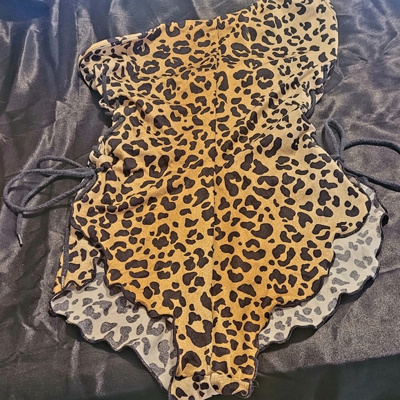 Keiko For Climax Other - Vintage Leopard 1980s One-Piece Swimsuit, Side Ties. Size Small Beach Fun